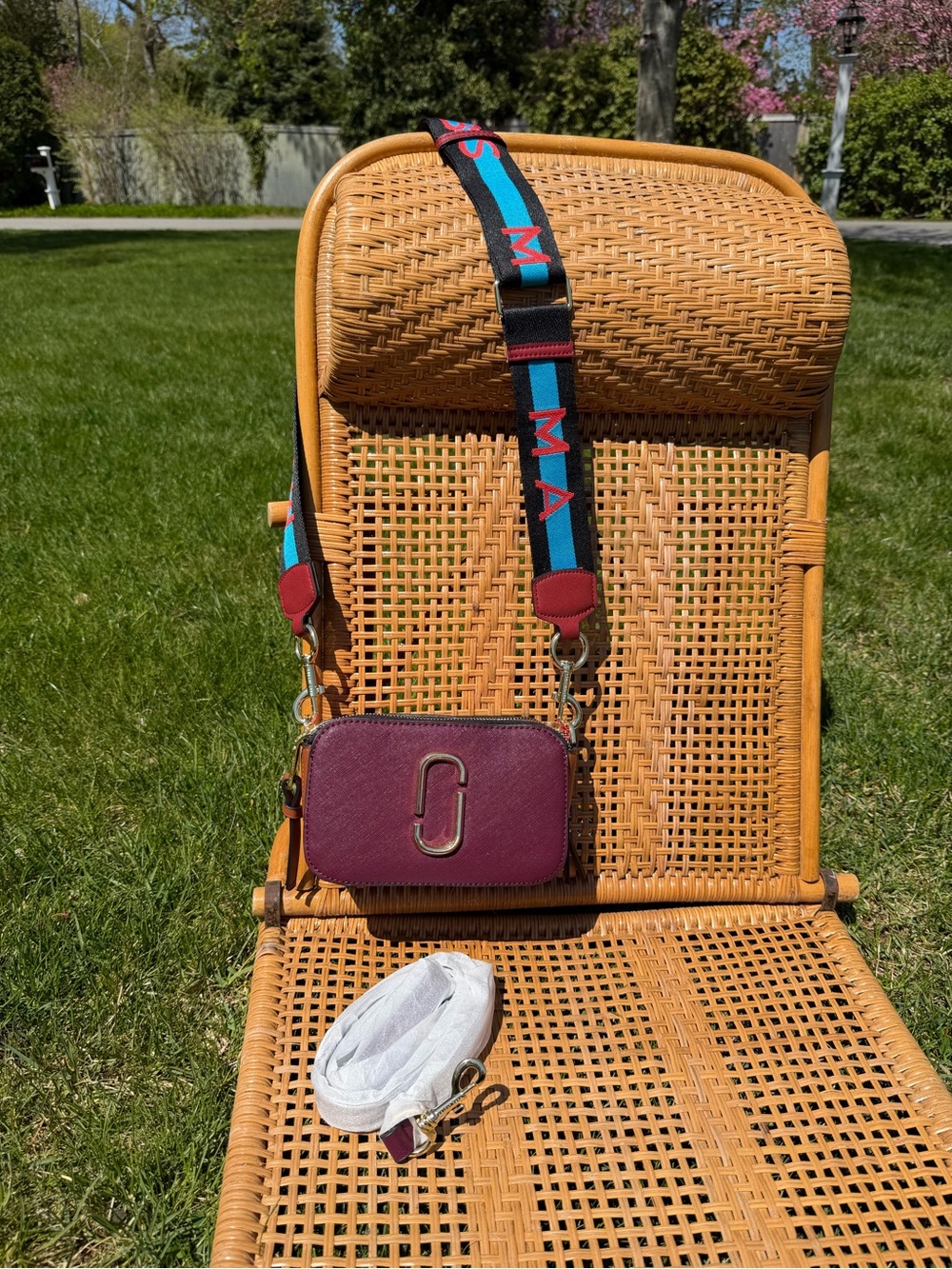 Marc Jacobs The Utility Snapshot Crossbody in Burgundy w Multicolor Strap- NEW - Picture 15 of 15